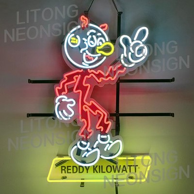US STOCK Reddy Kilowatt Glass Neon Sign 24''x20'' Garage Workshop Wall Decor Gift
