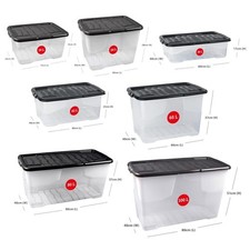 Strata Curve Plastic Storage Boxes with Lids clear /Next Day Delivery