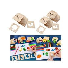 Drawing Stencils for Kids DIY Painting Stencils Sturdy Wooden Chalk Stencils for