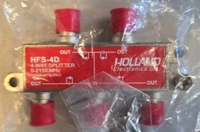 4-WAY COAX SPLITTER HOLLAND HFS-4D 5-2150Mhz DISH NETWORK APPROVED HOPPER 83907