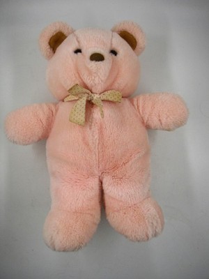 Vintage 1985 Dakin Pink Teddy Bear Plush Small Stuffed Animal Korea Bow Toy