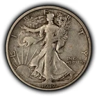 1917-S Rev 50c Walking Liberty Silver Half Dollar - Original VF/XF - SKU-H3896