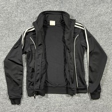 Adidas Women Track Jacket Small Black White Full Zip Striped Athletic Activewear