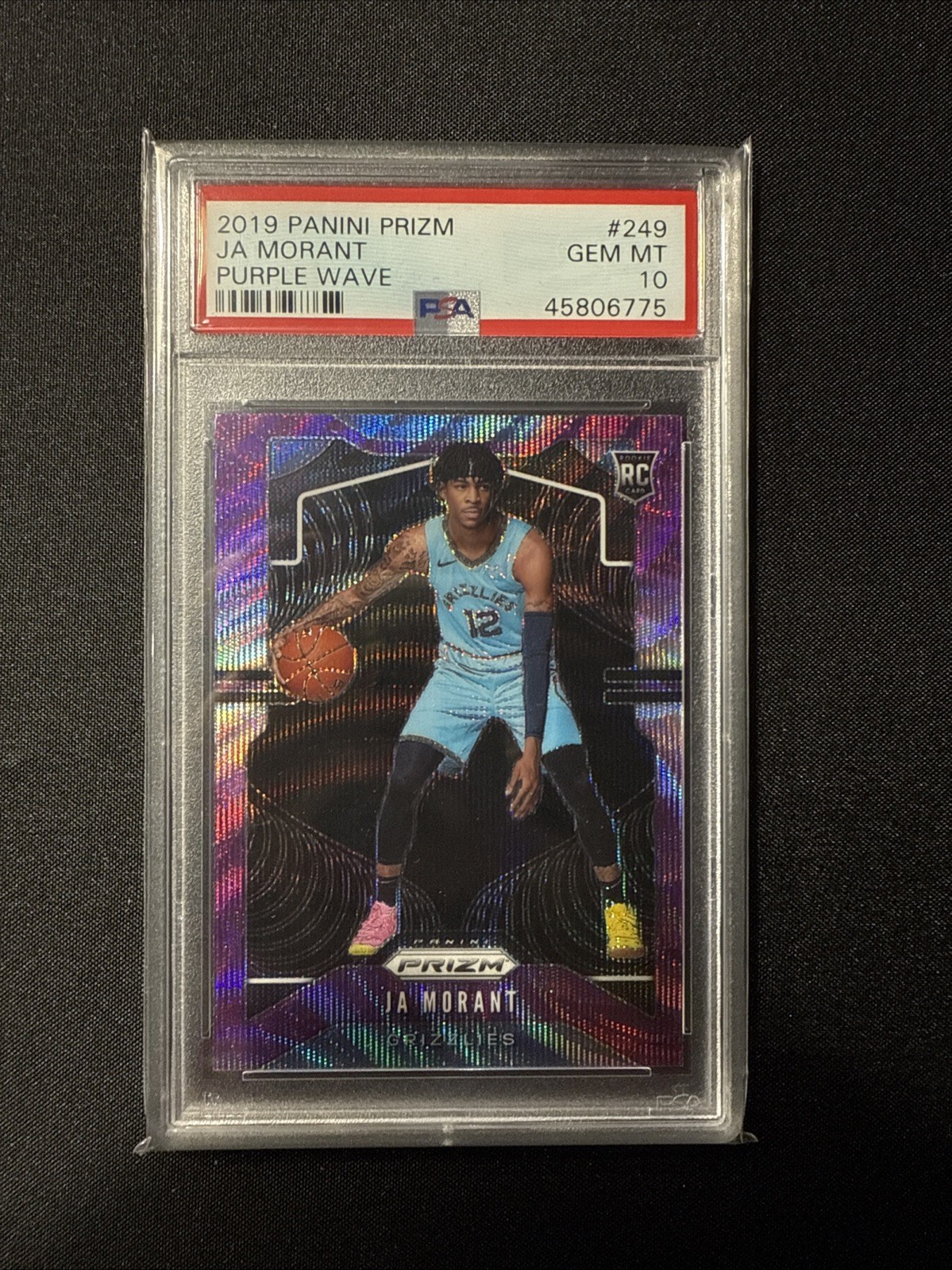 2019 Panini Prizm Ja Morant RC PSA 10 Purple Wave Grizzlies Rookie GEM MT #249
