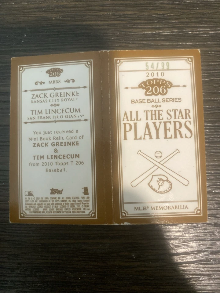 Topps 206 2010 Zach Greinke Tim Lincecum/99 Foto 2 de 2
