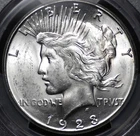 1923 S PEACE DOLLAR  PCGS MS 63 ORIGINAL SMOOTH WELL STRUCK SURFACES IN FROSTED