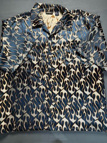 Vintage Hoax’s Original Flame Shirt XL Y2K Rayon Club 90s