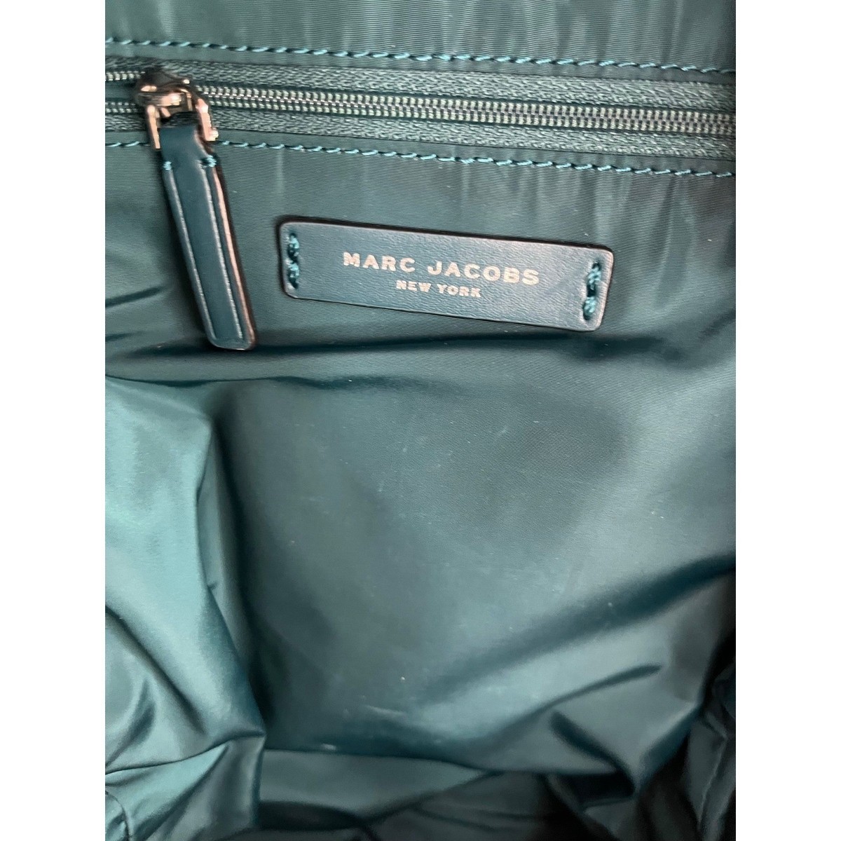 Marc Jacobs Quilted Nylon Backpack Purse Teal Green Womens 