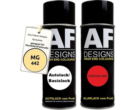 Autolack Spraydose Set  MG 442 Primula Yellow Basislack Klarlack Sprühdose 400ml