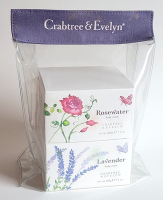 NEW Crabtree & Evelyn   Rosewater Body Cream & Lavender Body Cream 2pc Gift Set