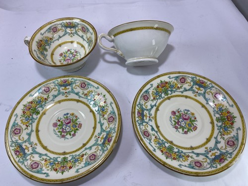 2x antike Minton Porzellan Teetassen & Untertassen Blumen Swags B1140 - Bild 14 von 22