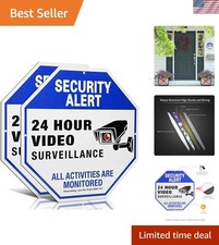 2-Pack 10" x 10" Weatherproof Security Camera Signs - Durable Outdoor Protection