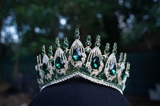 Emerald Green Crown Crystal Tiara gift birthday diadem birthday bridal