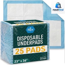 Disposable Underpads 23x36 in,Super Absorbent,Incontinence,25 Ct