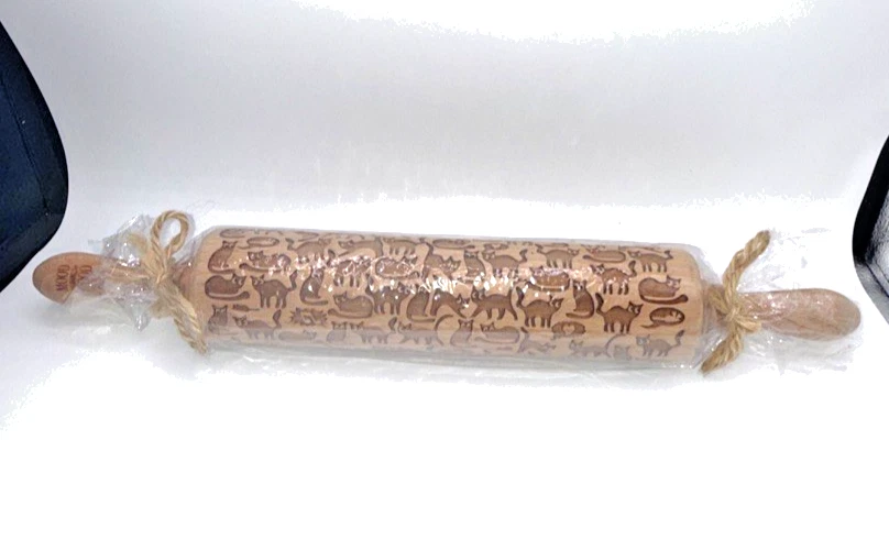 Mood Wood 17" CATS rolling pin Wooden Laser Cut Pattern Design