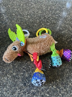 Lamaze Baby Tether Moose Baby Toy Crinkle Fabric Plush Hanging Car Seat Toy