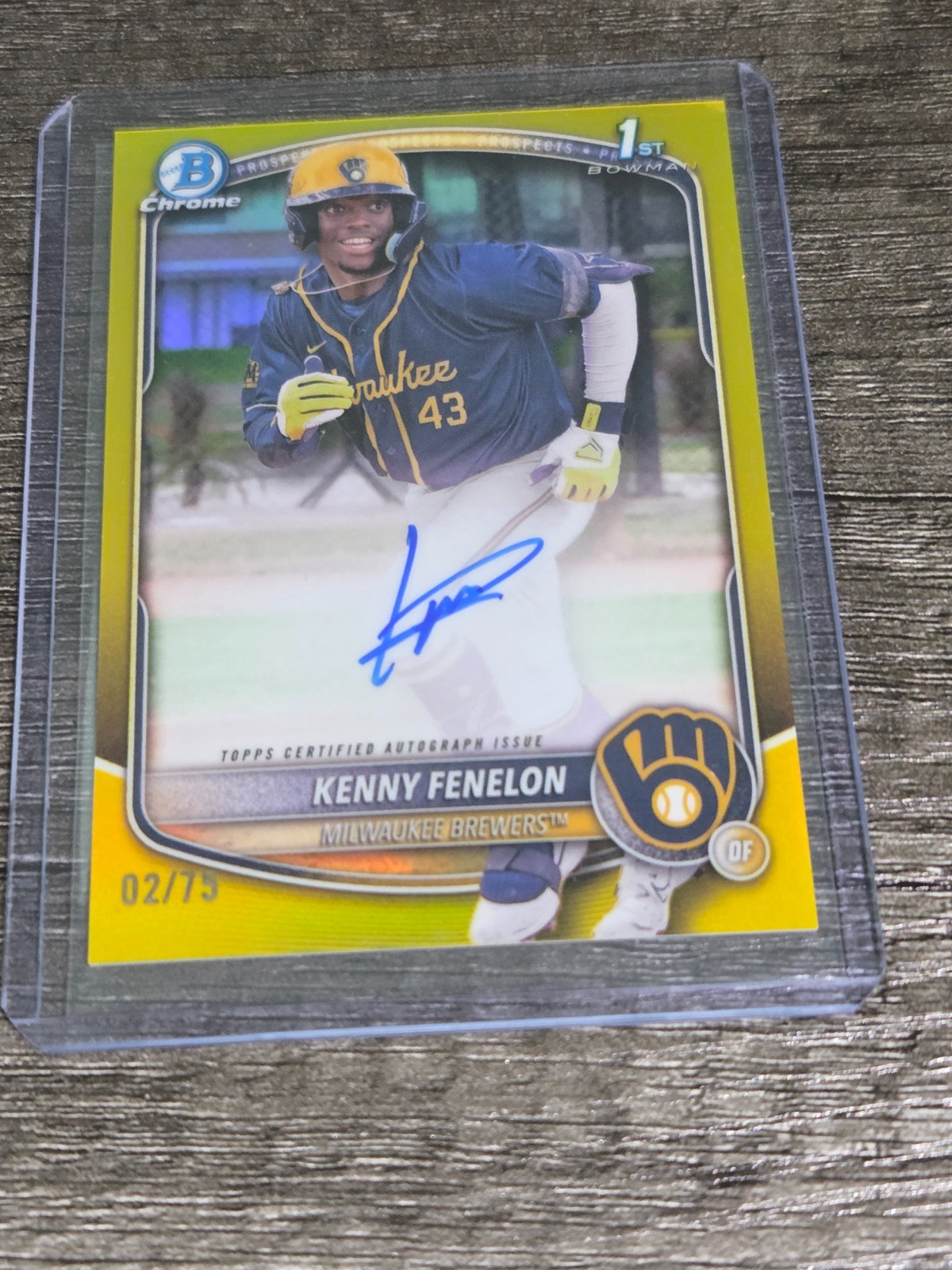 Kenny Fenelon 2025 Bowman Chrome AUTO /75 - YELLOW REFRACTOR - 1st #CPA-KF