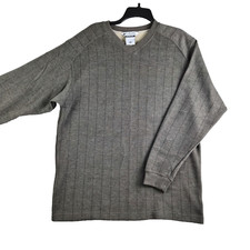 Columbia Mens Sweater Large Olive Green V Neck Ribbed Pullover Professor Office