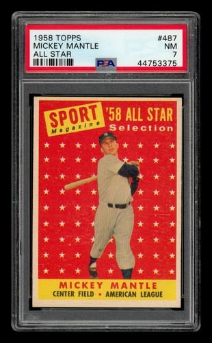 1958 Topps Set-Break #487 Mickey Mantle All Star PSA 7 NM