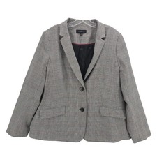TALBOTS Blazer Jacket Wool Houndstooth Plaid Lined Career Size 16