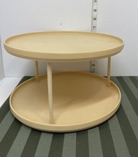Vintage Rubbermaid Lazy Susan 2 Tier Round Spice Turntable Almond