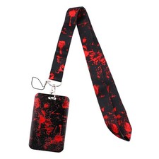 Red  Black Lanyard ID Badge Holder Cool Keychain for Women Teens Men for Keys H