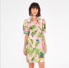 Farm Rio Wrap Dress Sz M Bahia Floral Hawaiian Tropical Resort Beach Festival