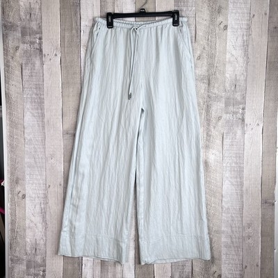 Calypso St. Barth Women Wide Leg Pants Size Small Light Blue Lyocell Drawstring