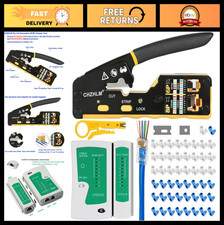 All-in-One RJ45 Crimp Tool Kit - Pass Through Crimper, Stripper  Cutter for Cat