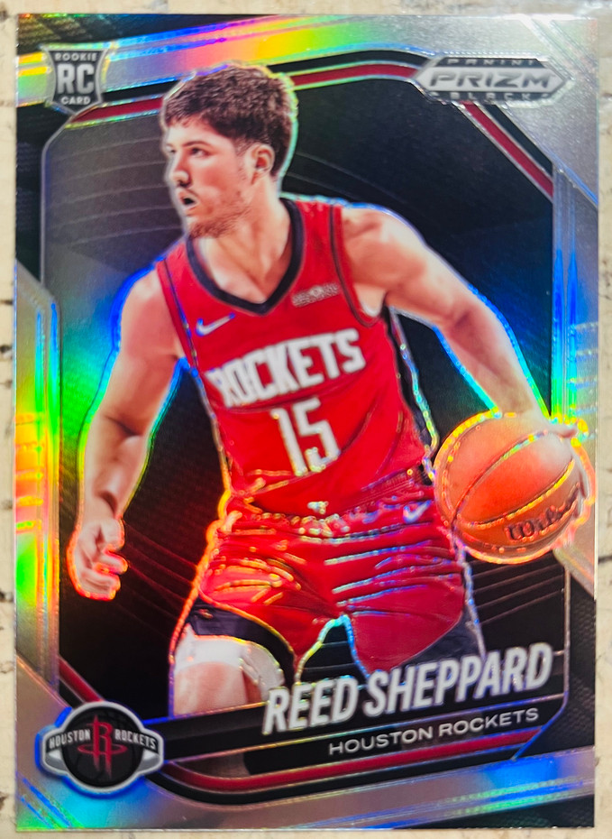 Reed Sheppard 2024-25 Panini Prizm Black Silver RC Houston Rockets #145