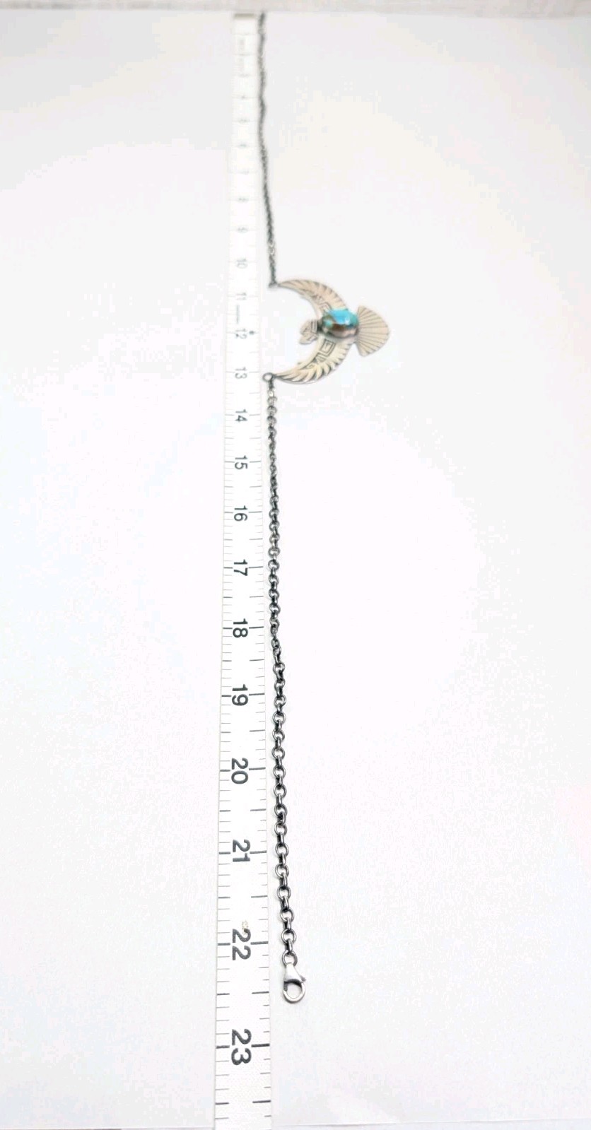 Sterling Silver Turquoise Eagle Necklace Open Win… - image 18