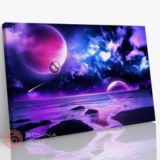 Listing image for Planets in Night Sky Stars Luxury Galaxy Living Room Wall Art Canvas Print