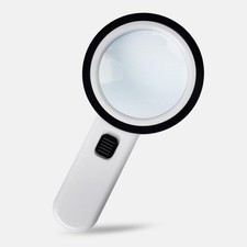 Magnifying Glass with Light, 30X Handheld Glass, 12 Large, White