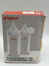 Pigeon Anti-Colic Wide Mouth Glass Bottle 8 fl.oz./240 ml 2 ct. NEW