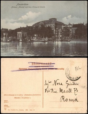Amsterdam Amsterdam Binnen-Amstel met kon. Circus O. Carré. 1906