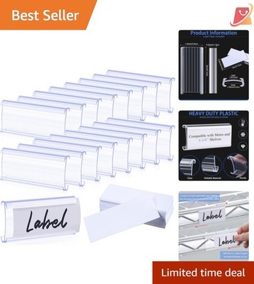 Wire Shelf Label Holders Plastic 3-inch Bulk 200 Assorted for Shelving