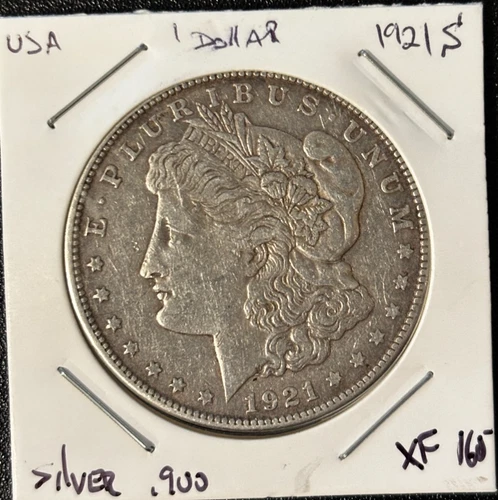 1921-S Morgan Silver Dollar in apparent XF condition