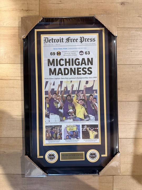 University Of Michigan Wolverines Basketball Ncaa Championship Newspaper Framed