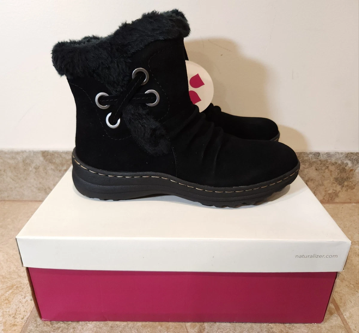 Naturalizer Leather Faux Fur Lace Up Winter Boots | Black | 8M Naturalizer Faux Fur Boots for Women | eBay main image 4