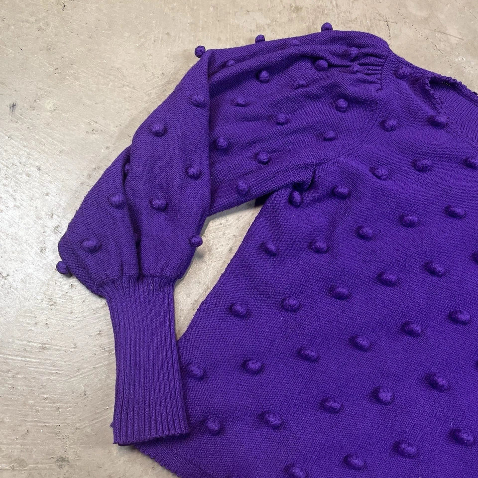 Suéter Lilly Pulitzer Kippa Mujer Grande Baya Púrpura Pom Pom Manga Globo Foto 4 de 4