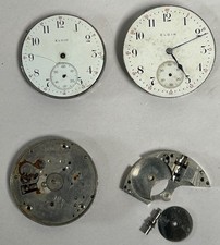 Lot of Vintage Elgin Pocket Watch Movements for Parts Only G5 