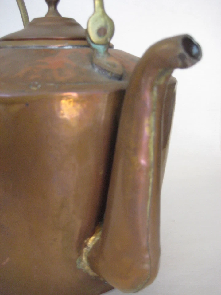 Винтажный большой ручной работы медный чайник горшок, 11 1/2» H X 9 1/2» L (редкий) - Изображение 3 из 4