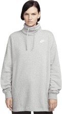 Nike Women's Gray Sportswear Club Fleece Oversized Mock-Neck Sweatshirt Size XS