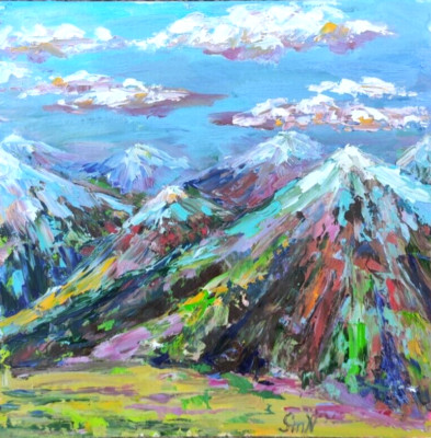 Original Art Colorful Mountain Landscape Modern Painting Impressionism Artwork
