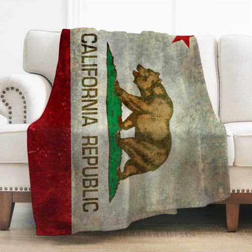 California Flag Throw Blanket Gifts for Women Girls Boys, Retro Decor for Couch