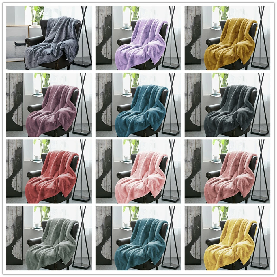 Lujosa manta de piel sintética pesada - tiro de felpa ultra suave para regalos de sofá y cama Foto 2 de 4