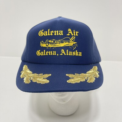 VTG Galena Air Alaska Navy Trucker Mesh Snapback Hat Cap Gold Leaf  Scrambled Egg