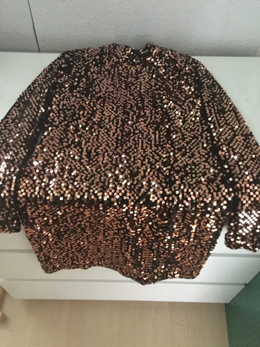 Principles Petite Womens Bronze Sequinned Mini Petite Dress