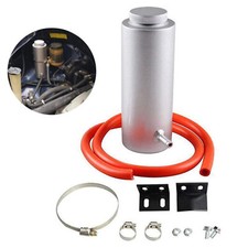 Universal Radiator Coolant Catch Tank Overflow Reservoir Silver Aluminum Silver Universal Radiator Coolant Catch Tank Overflow Reservoir Silver Aluminum Silver