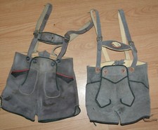 German Bavarian Gray Leather Deer Emblem Lederhosen LOT OF 2 childs